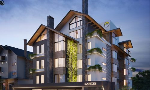 CTG Querência — render do empreendimento em lançamento ao lado da Catedral de Pedra em Canela RS