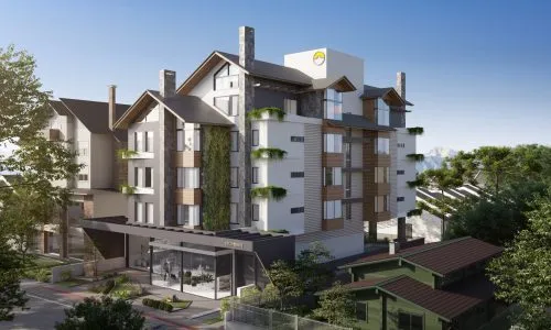 CTG Querência — render do empreendimento em lançamento ao lado da Catedral de Pedra em Canela RS